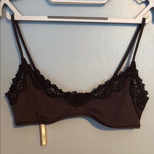 NWT SKIMS Fits Everybody Black Lace Scoop Bralette